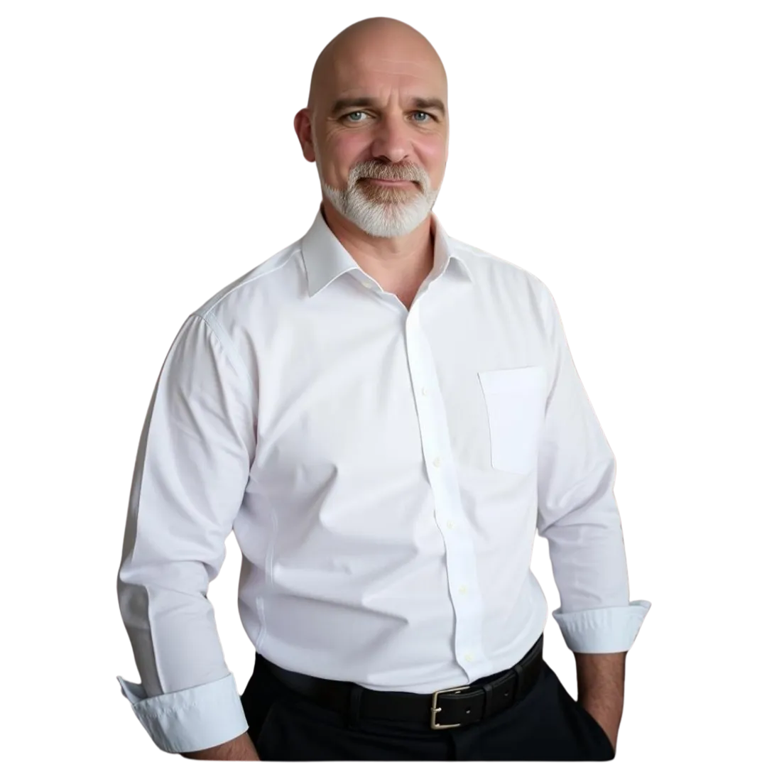 Christoph Scheel mit hochgekrempelten Ärmeln, bereit für die weitere Betreuung nach fertiger Arbeit