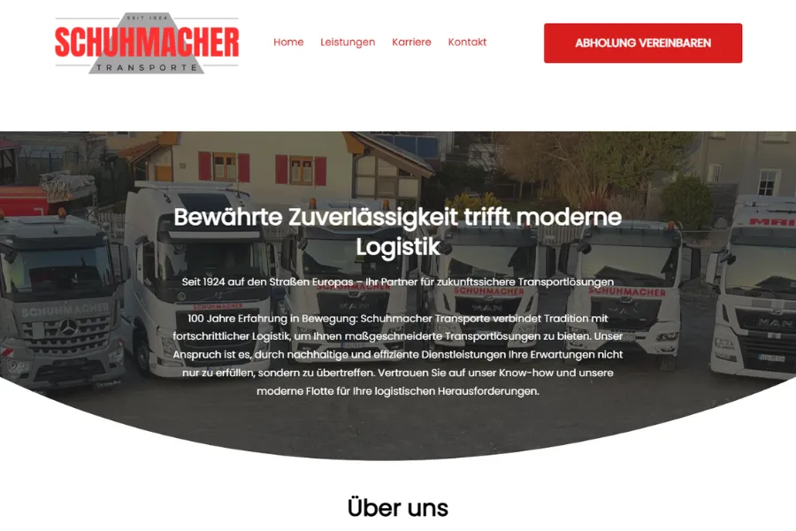 Website von Schuhmacher Transporte