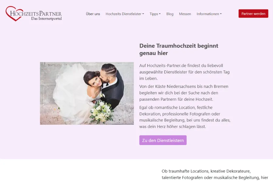 Website vom Hochzeitsportal